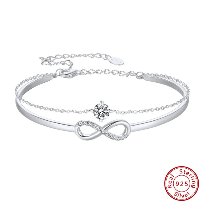 925er Sterling Silber Unendlichkeits-Armband mit Zirkonia und Vergoldung