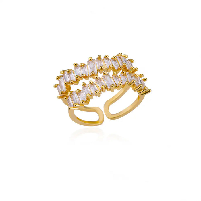 Eleganter Doppelreihenring mit Zirkonia-Steinen