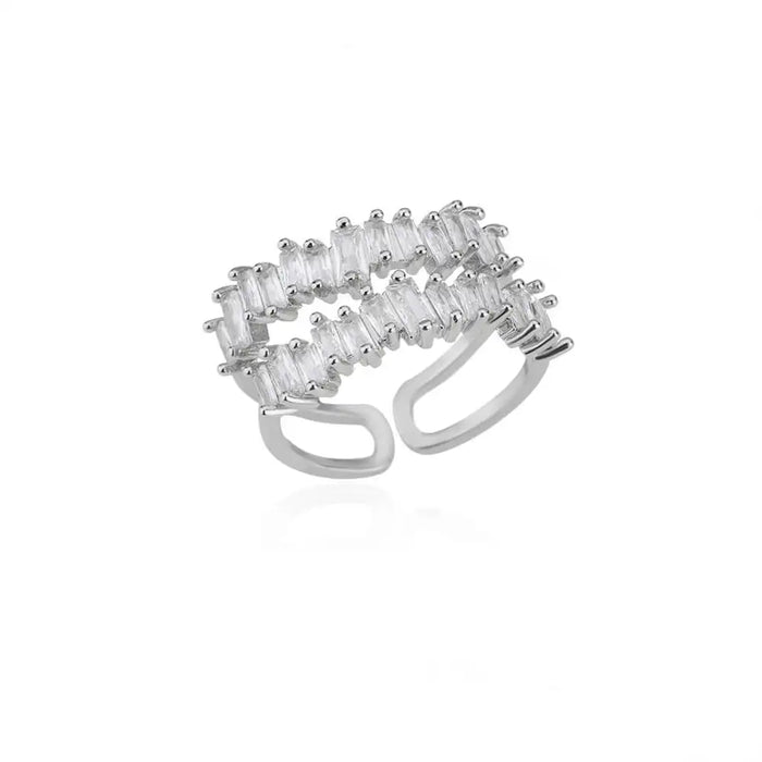 Eleganter Doppelreihenring mit Zirkonia-Steinen