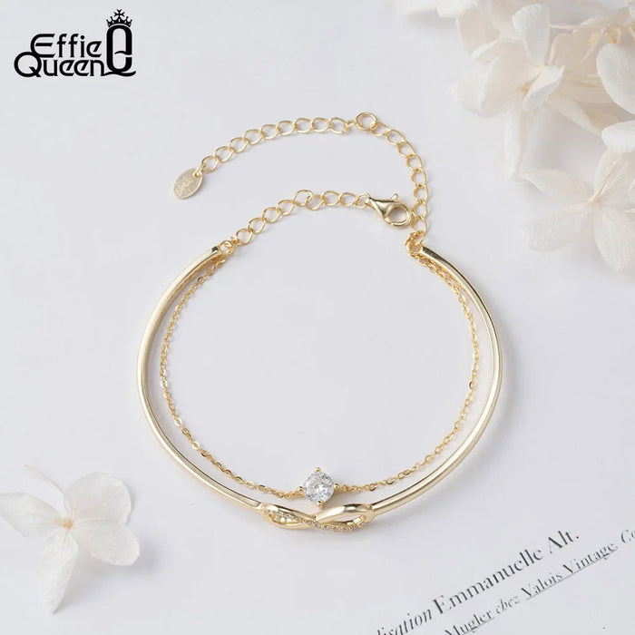 925er Sterling Silber Unendlichkeits-Armband mit Zirkonia und Vergoldung